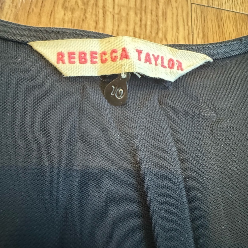 Rebecca Taylor Sz 10 Black Gray Lace Dress Linen Blend V-neck career - Picture 5 of 11